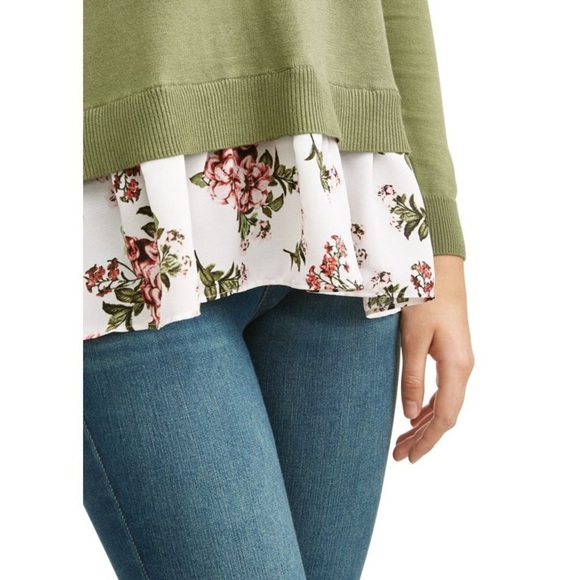 Time and Tru Split Back 2fer Mixed Media Sweater S - Picture 7 of 8